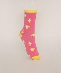 Meia-Feminina-Cano-Alto-Estampada-Bananas-Rosa-9973177-Rosa_1