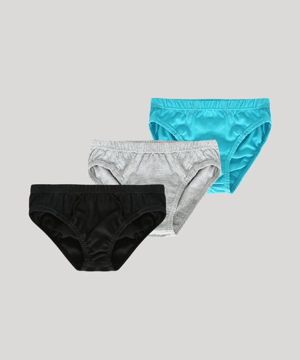 Kit de 3 Cuecas Infantis Slip Multicor M