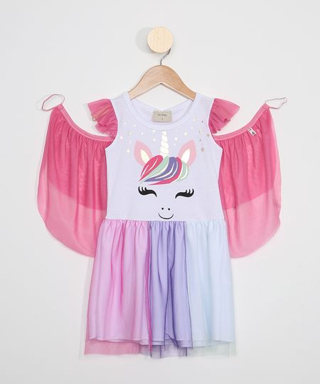 Vestido-Infantil-de-Tule-Unicornio-Manga-Curta---Asa-Branco-9976318-Branco_1