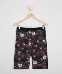 Bermuda-de-Moletom-Juvenil-Reta-Estampada-Floral-Preta-9969290-Preto_2