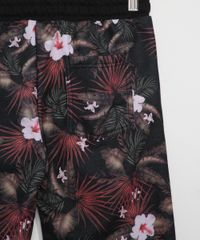 Bermuda-de-Moletom-Juvenil-Reta-Estampada-Floral-Preta-9969290-Preto_4