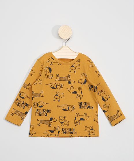 Camiseta-Infantil-Manga-Longa-Estampada-de-Cachorrinhos-Amarelo-9975774-Amarelo_1