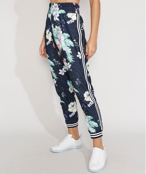 Calca-Feminina-Jogger-Cintura-Super-Alta-Canelada-Estampada-Floral-Azul-Marinho-9975879-Azul_Marinho_1