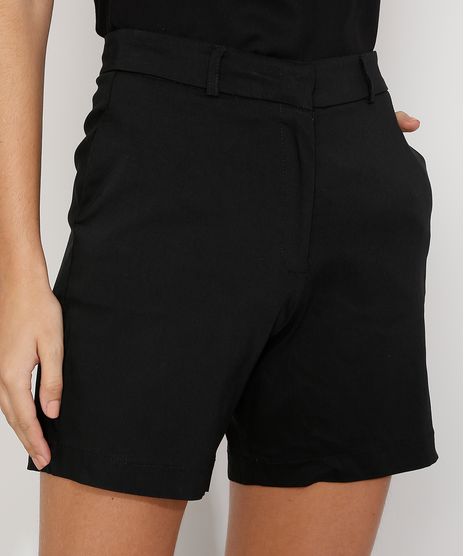 Bermuda-Social-Feminina-Basica-Cintura-Alta-Alfaiatada-com-Bolsos-Preta-9975235-Preto_1