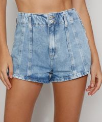 Short-Jeans-Feminino-Cintura-Alta-Hot-Pant-com-Recortes-Azul-Claro-9984567-Azul_Claro_1