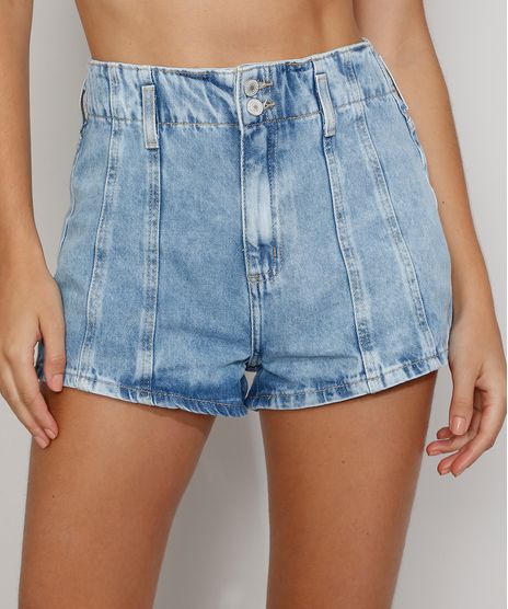 Short-Jeans-Feminino-Cintura-Alta-Hot-Pant-com-Recortes-Azul-Claro-9984567-Azul_Claro_1