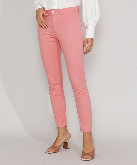 Calca-de-Sarja-Feminina-Cigarrete-Cintura-Media-Rosa-9978531-Rosa_1