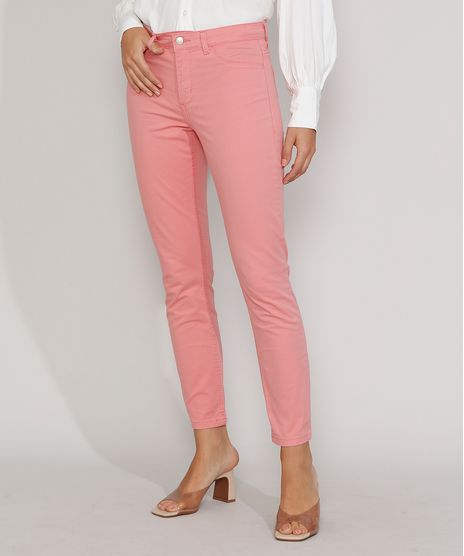 Calca-de-Sarja-Feminina-Cigarrete-Cintura-Media-Rosa-9978531-Rosa_1