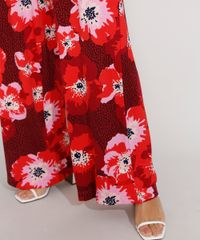 Calca-Feminina-Pantalona-Cintura-Super-Alta-Estampada-Floral-com-Bolsos-Vermelha-Escuro-9975880-Vermelho_Escuro_5
