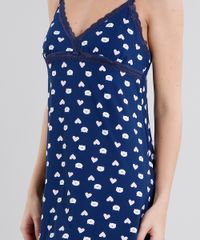Camisola-Feminina-Estampada-de-Ursos-e-Coracoes-com-Renda-Alca-Azul-Marinho-8947856-Azul_Marinho_3