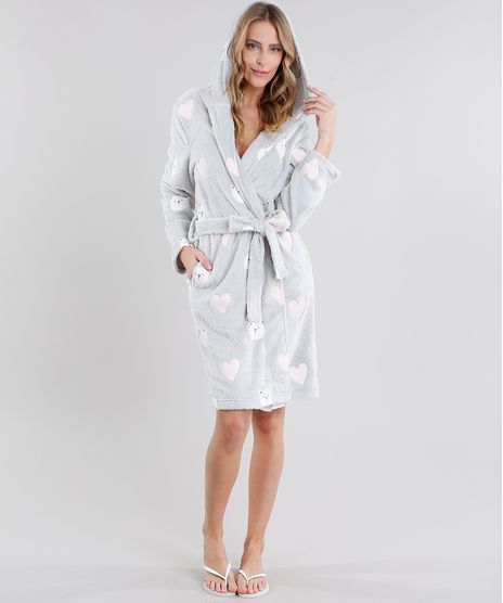 Roupao-Feminino-em-Microfibra-Estampado-de-Ursos-e-Coracoes-com-Capuz-Manga-Longa--Cinza-Claro-8901851-Cinza_Claro_1