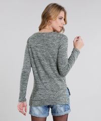 Sueter-Feminino-Basico-em-Trico-Mescla-Manga-Longa-Decote-em-V-Verde-Militar-8839259-Verde_Militar_2