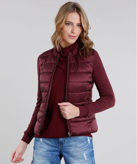 Jaqueta-Feminina-Puffer-Manga-Longa-em-Malha-Vinho-8846307-Vinho_1
