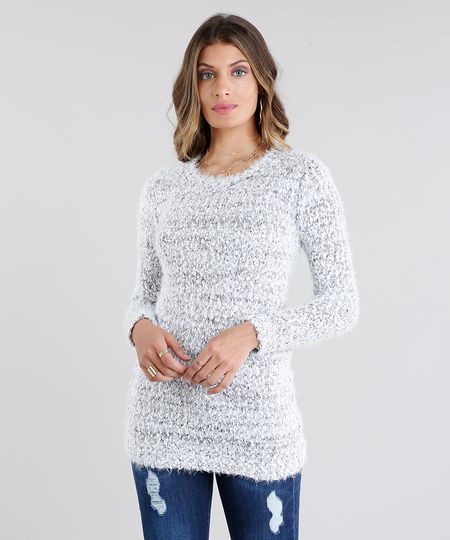 Sueter-Feminino-Longo-Oversized-em-Trico-Mescla-Manga-Longa-Decote-Redondo-Off-White-8892833-Off_White_1