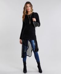 Sueter-Feminino-Longo-Oversized-em-Trico-Manga-Longa-Decote-Redondo-Preto-8892833-Preto_3