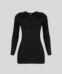 Sueter-Feminino-Longo-Oversized-em-Trico-Manga-Longa-Decote-Redondo-Preto-8892833-Preto_5