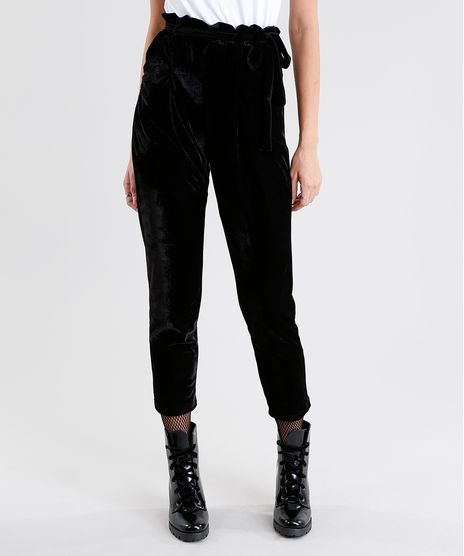 Calca-Feminina-Clochard-em-Veludo-Molhado-Preta-9046739-Preto_1