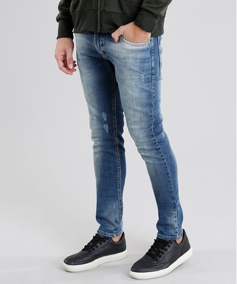 Calca-Jeans-Masculina-Skinny-em-Algodao---Sustentavel-Azul-Medio-9029604-Azul_Medio_1
