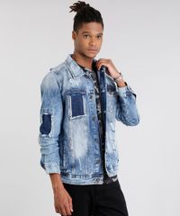 Jaqueta-Jeans-Masculina-Trucker-Destroyed-Manga-Longa-em-Algodao---Sustentavel-Azul-Medio-9058204-Azul_Medio_1