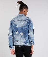 Jaqueta-Jeans-Masculina-Trucker-Destroyed-Manga-Longa-em-Algodao---Sustentavel-Azul-Medio-9058204-Azul_Medio_2
