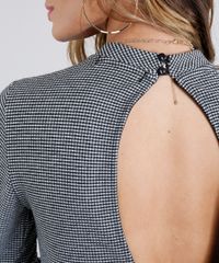 Vestido-Feminino-Gola-Alta-Xadrez-Curto-com-Vazado-Manga-Longa-Preto-9130816-Preto_4