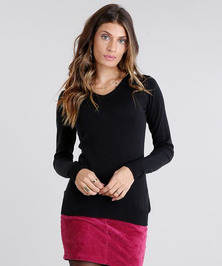 Sueter-Feminino-Basico-em-Trico-Manga-Longa-Decote-em-V-Preto-8839935-Preto_1