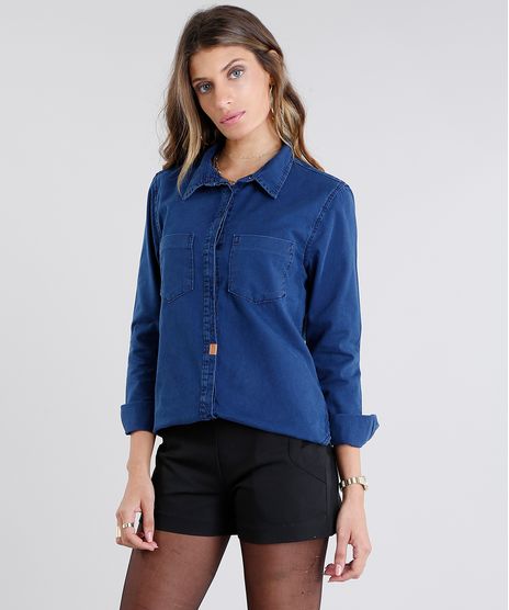 Camisa-Feminina-Jeans-Manga-Longa-Azul-Escuro-9099842-Azul_Escuro_1