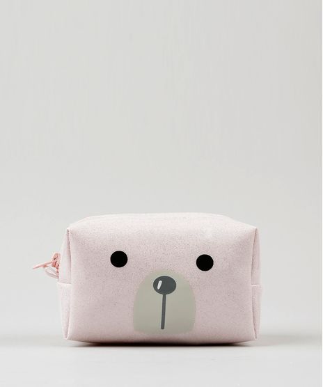 Necessaire-Feminina-Urso-Polar-com-Glitter-Rosa-Claro-9115139-Rosa_Claro_1