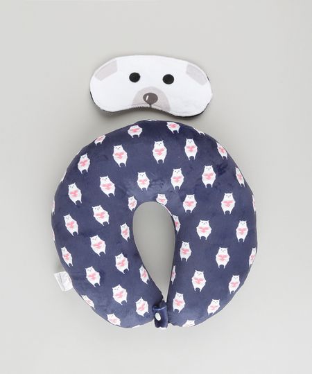 Kit-de-Apoio-de-Cabeca---Tapa-Olho-Estampado-de-Urso-Polar-Azul-Marinho-9117689-Azul_Marinho_1