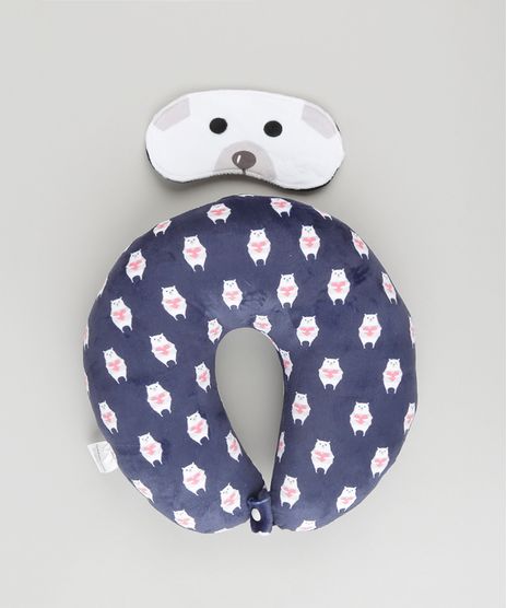Kit-de-Apoio-de-Cabeca---Tapa-Olho-Estampado-de-Urso-Polar-Azul-Marinho-9117689-Azul_Marinho_1