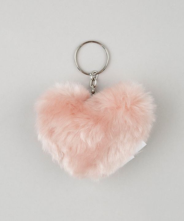 Chaveiro Pompom de Pelúcia Coração com Rosê Único