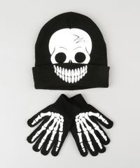 Kit-Infantil-de-Gorro-Caveira---Luvas-Preto-8865100-Preto_1