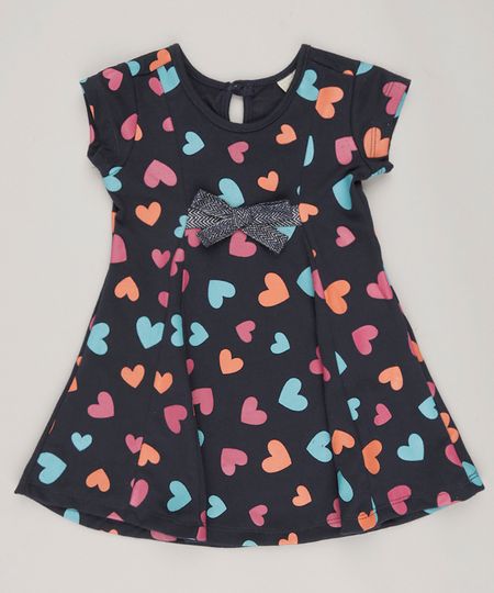 Vestido-Infantil-Estampado-de-Coracoes-Manga-curta-Azul-Marinho-9040781-Azul_Marinho_1