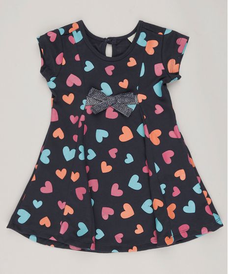 Vestido-Infantil-Estampado-de-Coracoes-Manga-curta-Azul-Marinho-9040781-Azul_Marinho_1
