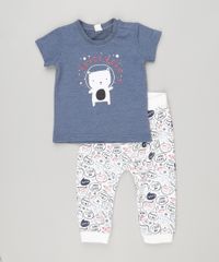 Conjunto-Infantil-de-Camiseta-Urso-Manga-Curta-Azul-Marinho---Calca-em-Moletom-Estampada-em-Algodao---Sustentavel-Branca-8870246-Branco_1