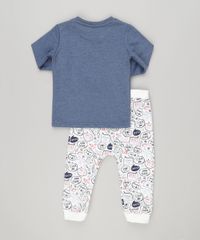 Conjunto-Infantil-de-Camiseta-Urso-Manga-Longa-Azul-Marinho---Calca-em-Moletom-Estampada-em-Algodao---Sustentavel-Branca-8870239-Branco_2