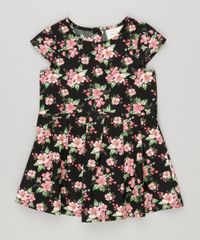 Vestido-Infantil-Estampado-Floral-Manga-Curta-com-Pregas-Preto-8877277-Preto_1