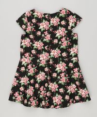 Vestido-Infantil-Estampado-Floral-Manga-Curta-com-Pregas-Preto-8877277-Preto_2