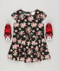 Vestido-Infantil-Estampado-Floral-Manga-Curta-com-Pregas-Preto-8877277-Preto_3
