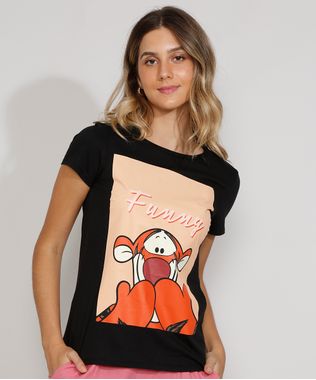 Camiseta-Feminina-Manga-Curta-Tigrao-Ursinho-Pooh-Decote-Redondo-Preta-9974867-Preto_1