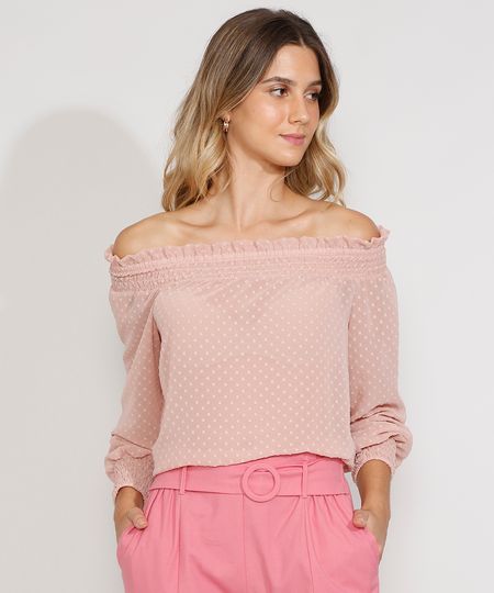 Blusa-Feminina-Manga-Longa-Ombro-a-Ombro-Texturizada-com-Transparencia-Rose-9976763-Rose_1