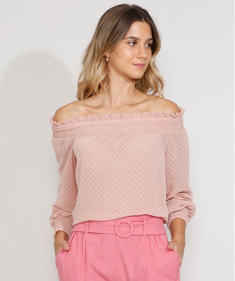 Blusa-Feminina-Manga-Longa-Ombro-a-Ombro-Texturizada-com-Transparencia-Rose-9976763-Rose_1