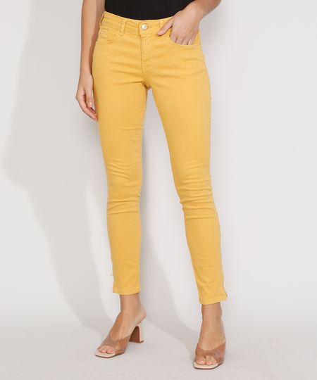 Calca-de-Sarja-Feminina-Super-Skinny-Pull-Up-Cintura-Media-com-Ziper-na-Barra-Mostarda-9978471-Mostarda_1 Calca-de-Sarja-Feminina-Super-Skinny-Pull-Up-Cintura-Media-com-Ziper-na-Barra-Mostarda-9978471-Mostarda_1