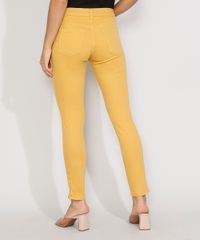 Calca-de-Sarja-Feminina-Super-Skinny-Pull-Up-Cintura-Media-com-Ziper-na-Barra-Mostarda-9978471-Mostarda_2