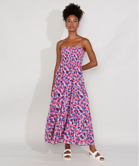 Vestido-Feminino-Mindset-Longo-Estampado-Poa-Aquarela-com-Lastex-e-Recortes-Alca-Fina-Multicor-9984870-Multicor_1