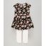Vestido-Infantil-Estampado-Floral-Manga-Curta-com-Pregas---Meia-Calca--Preto-8877271-Preto_1