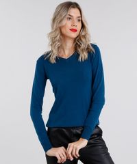 Sueter-Feminino-Basico-em-Trico-Manga-Longa-Decote-em-V-Azul-petroleo-8839935-Azul_Petroleo_1