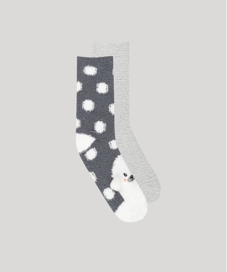 Kit-de-2-Meias-Femininas-de-Inverno-Felpuda--Cinza-8911658-Cinza_1