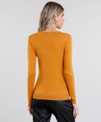 Sueter-Feminino-Basico-em-Trico-Manga-Longa-Decote-Redondo-Amarelo-Escuro-8840399-Amarelo_Escuro_2