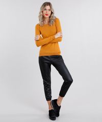 Sueter-Feminino-Basico-em-Trico-Manga-Longa-Decote-Redondo-Amarelo-Escuro-8840399-Amarelo_Escuro_3